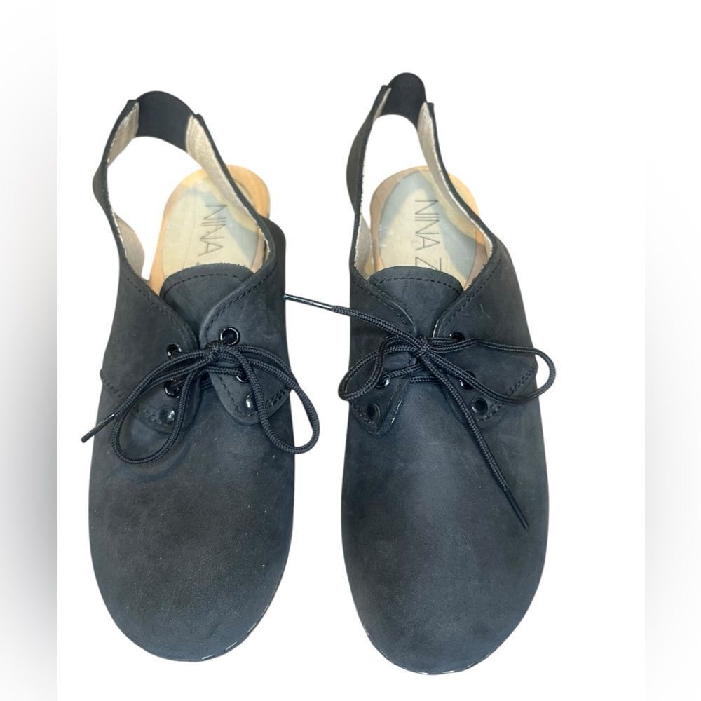 NINA Z Erica Clog Black wooden‎ Anthropologie size 37; US 6.5